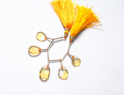 5 Pcs Natural Yellow Citrine Quartz Strand, Faceted Citrine Drop Beads , Sold By Strand ,  11.50x13.50  - 12.00x16.00 mm  , 33003