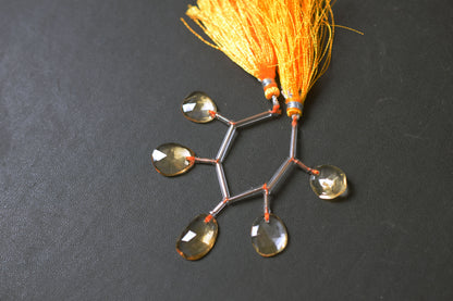 5 Pcs Natural Yellow Citrine Quartz Strand, Faceted Citrine Drop Beads , Sold By Strand ,  11.50x13.50  - 12.00x16.00 mm  , 33003