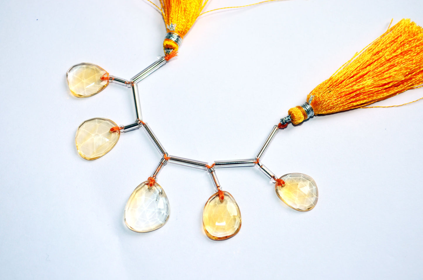 5 Pcs Natural Yellow Citrine Quartz Strand, Faceted Citrine Drop Beads , Sold By Strand ,  12x14.50  - 14x16.50 mm  , 33004