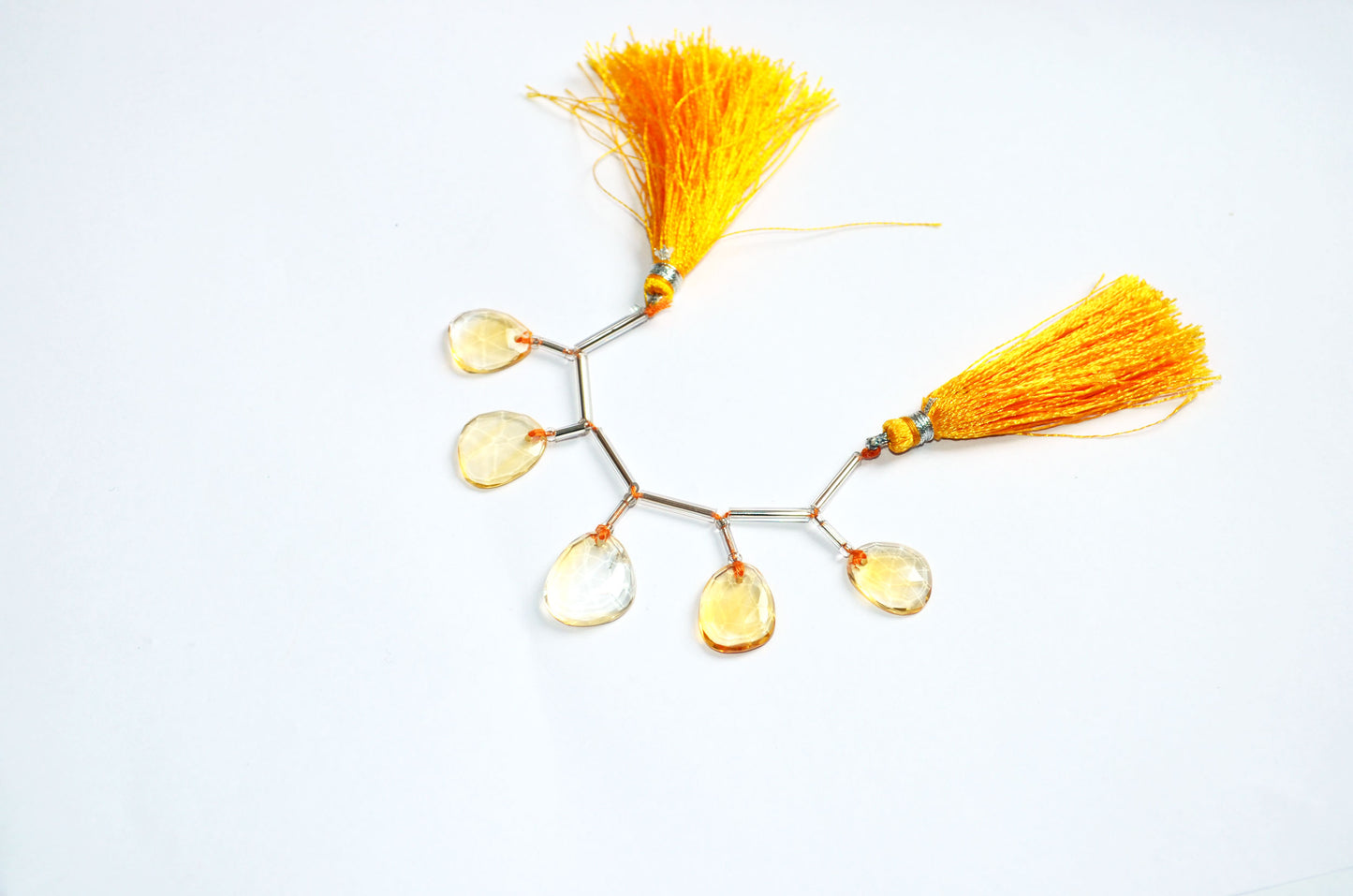 5 Pcs Natural Yellow Citrine Quartz Strand, Faceted Citrine Drop Beads , Sold By Strand ,  12x14.50  - 14x16.50 mm  , 33004