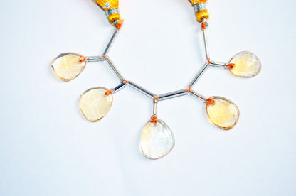 5 Pcs Natural Yellow Citrine Quartz Strand, Faceted Citrine Drop Beads , Sold By Strand ,  12x14.50  - 14x16.50 mm  , 33004