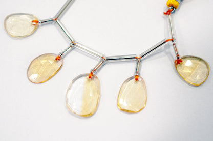 5 Pcs Natural Yellow Citrine Faceted Drop Beads Strand, Sold By Strand ,11x15  - 14x18 mm  , 33005