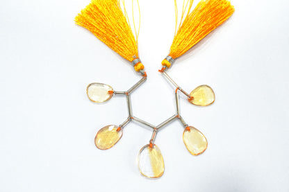 5 Pcs Natural Yellow Citrine Faceted Drop Beads Strand, Sold By Strand ,11x15  - 14x18 mm  , 33005