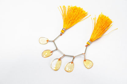 5 Pcs Natural Yellow Citrine Faceted Drop Beads Strand, Sold By Strand ,11x15  - 14x18 mm  , 33005