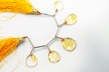 5 Pcs Natural Yellow Citrine Faceted Drop Beads Strand, Sold By Strand ,12.50x14  - 14.50x17.50 mm  , 33006