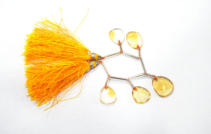 5 Pcs Natural Yellow Citrine Faceted Drop Beads Strand, Sold By Strand ,12.50x14  - 14.50x17.50 mm  , 33006