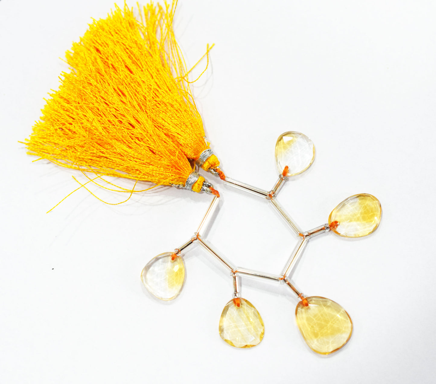 5 Pcs Natural Yellow Citrine Faceted Drop Beads Strand, Sold By Strand ,12.50x14  - 14.50x17.50 mm  , 33006