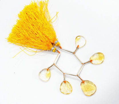 5 Pcs Natural Yellow Citrine Faceted Drop Beads Strand, Sold By Strand ,12.50x14  - 14.50x17.50 mm  , 33006