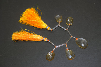 5 Pcs Natural Yellow Citrine Faceted Drop Beads Strand, Sold By Strand ,12x16-15x21mm  , 33007