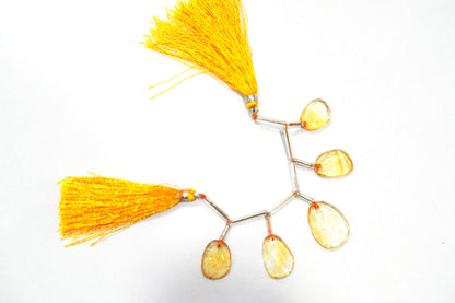 5 Pcs Natural Yellow Citrine Faceted Drop Beads Strand, Sold By Strand ,12x16-15x21mm  , 33007