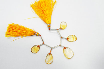 5 Pcs Natural Yellow Citrine Faceted Drop Beads Strand, Sold By Strand ,12x16-15x21mm  , 33007