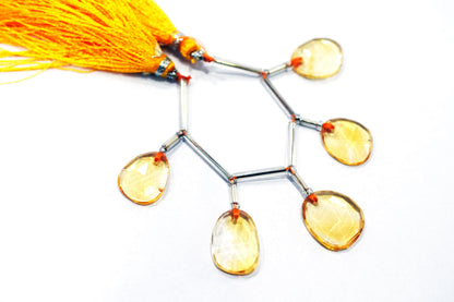 5 Pcs Natural Yellow Citrine Faceted Drop Beads Strand, Sold By Strand ,11x14-15x20mm  , 33008