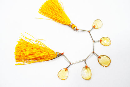 5 Pcs Natural Yellow Citrine Faceted Drop Beads Strand, Sold By Strand ,11x14-15x20mm  , 33008