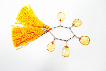 5 Pcs Natural Yellow Citrine Faceted Drop Beads Strand, Sold By Strand ,11x14-15x20mm  , 33008