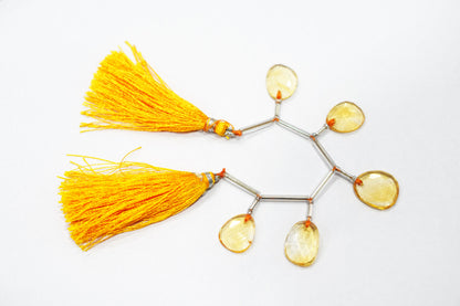 5 Pcs Natural Yellow Citrine Faceted Drop Beads Strand, Sold By Strand ,11x14-15x20mm  , 33008