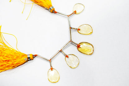 5 Pcs Natural Yellow Citrine Faceted Drop Beads Strand, Sold By Strand ,12x14-14x16mm  , 33009