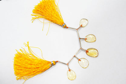 5 Pcs Natural Yellow Citrine Faceted Drop Beads Strand, Sold By Strand ,12x14-14x16mm  , 33009