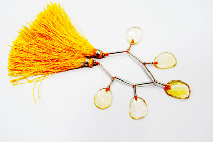 5 Pcs Natural Yellow Citrine Faceted Drop Beads Strand, Sold By Strand ,12x14-14x16mm  , 33009