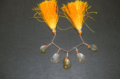5 Pcs Natural Yellow Citrine Faceted Drop Beads Strand, Sold By Strand ,11x14-12x17mm  , 33010