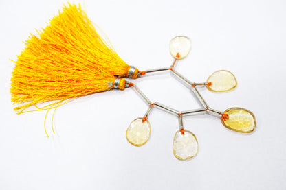 5 Pcs Natural Yellow Citrine Faceted Drop Beads Strand, Sold By Strand ,11x14-12x17mm  , 33010