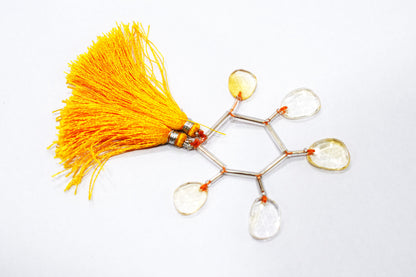 5 Pcs Natural Yellow Citrine Faceted Drop Beads Strand, Sold By Strand ,11x15-12.50x16mm  , 33011
