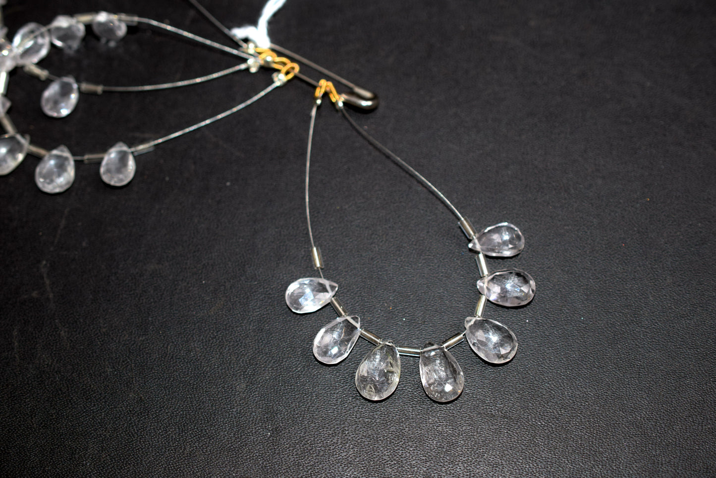 Natural Crystal Beads Strand, 7 Pcs Faceted Pear Briolette Drop Slices , Sold By Strand ,8x12 - 9x13mm , 33012