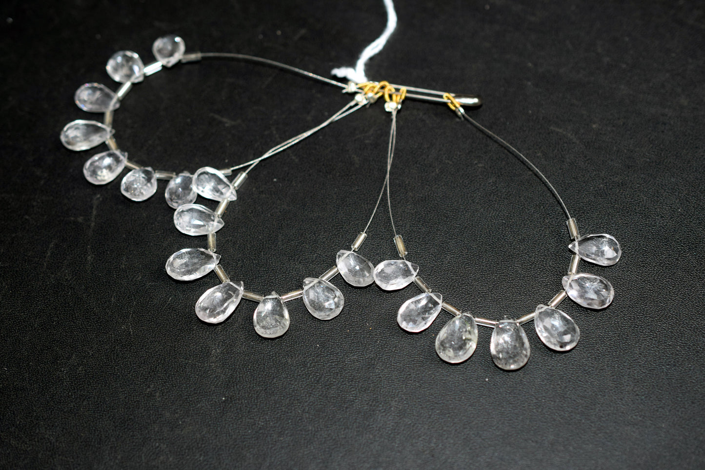 Natural Crystal Beads Strand, 7 Pcs Faceted Pear Briolette Drop Slices , Sold By Strand ,8x12 - 9x13mm , 33012