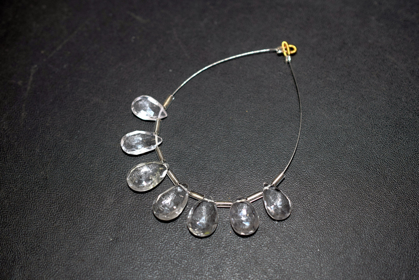 Natural Crystal Beads Strand, 7 Pcs Faceted Pear Briolette Drop Slices , Sold By Strand ,8x12 - 9x13mm , 33012