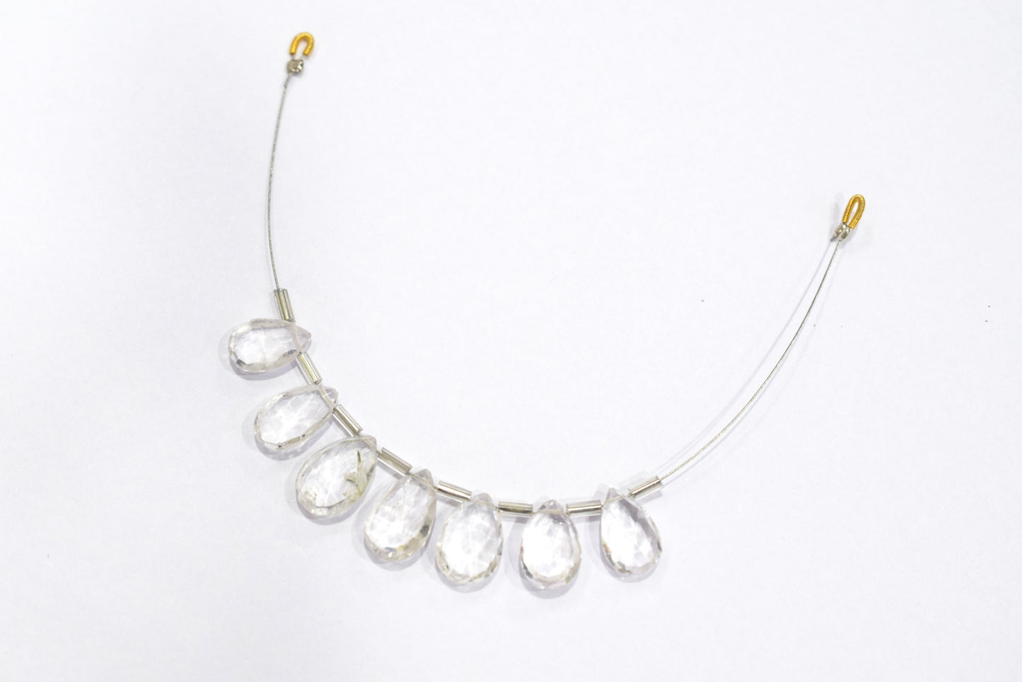 Natural Crystal Beads Strand, 7 Pcs Faceted Pear Briolette Drop Slices , Sold By Strand ,8x12 - 9x13mm , 33012