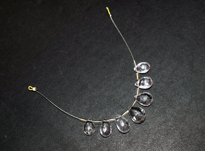 Natural White Amethyst Beads Strand, 7 Pcs Faceted Pear Briolette Drop Slices , Sold By Strand ,7x11 - 10x14 mm , 33013