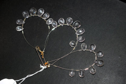 Natural White Amethyst Beads Strand, 7 Pcs Faceted Pear Briolette Drop Slices , Sold By Strand ,7x11 - 10x14 mm , 33013