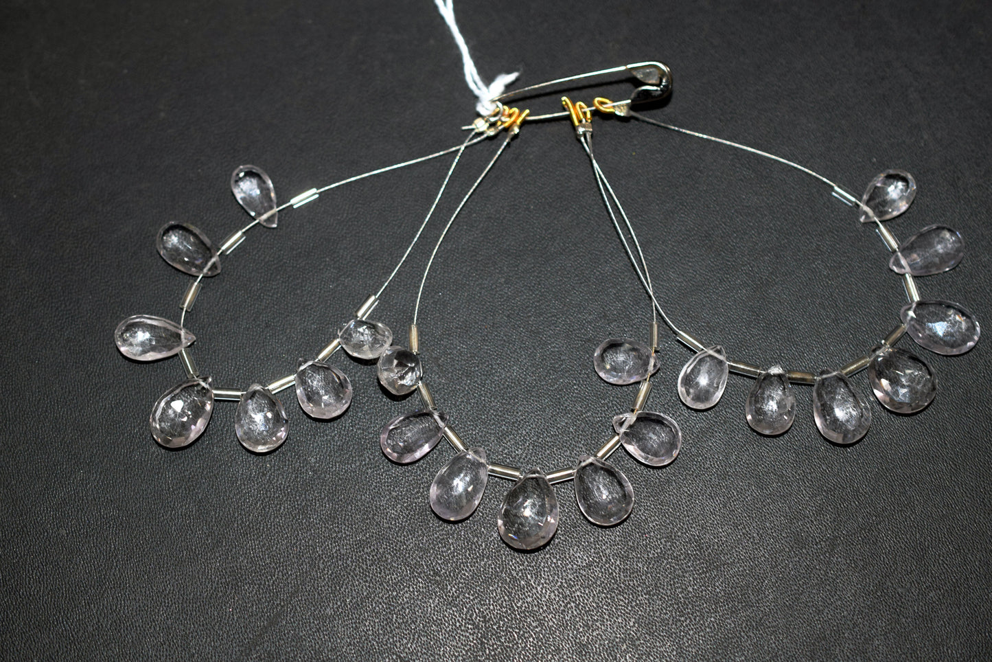 Natural White Amethyst Beads Strand, 7 Pcs Faceted Pear Briolette Drop Slices , Sold By Strand ,7x11 - 10x14 mm , 33013