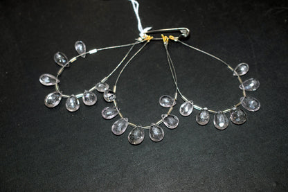 Natural White Amethyst Beads Strand, 7 Pcs Faceted Pear Briolette Drop Slices , Sold By Strand ,7x11 - 10x14 mm , 33013
