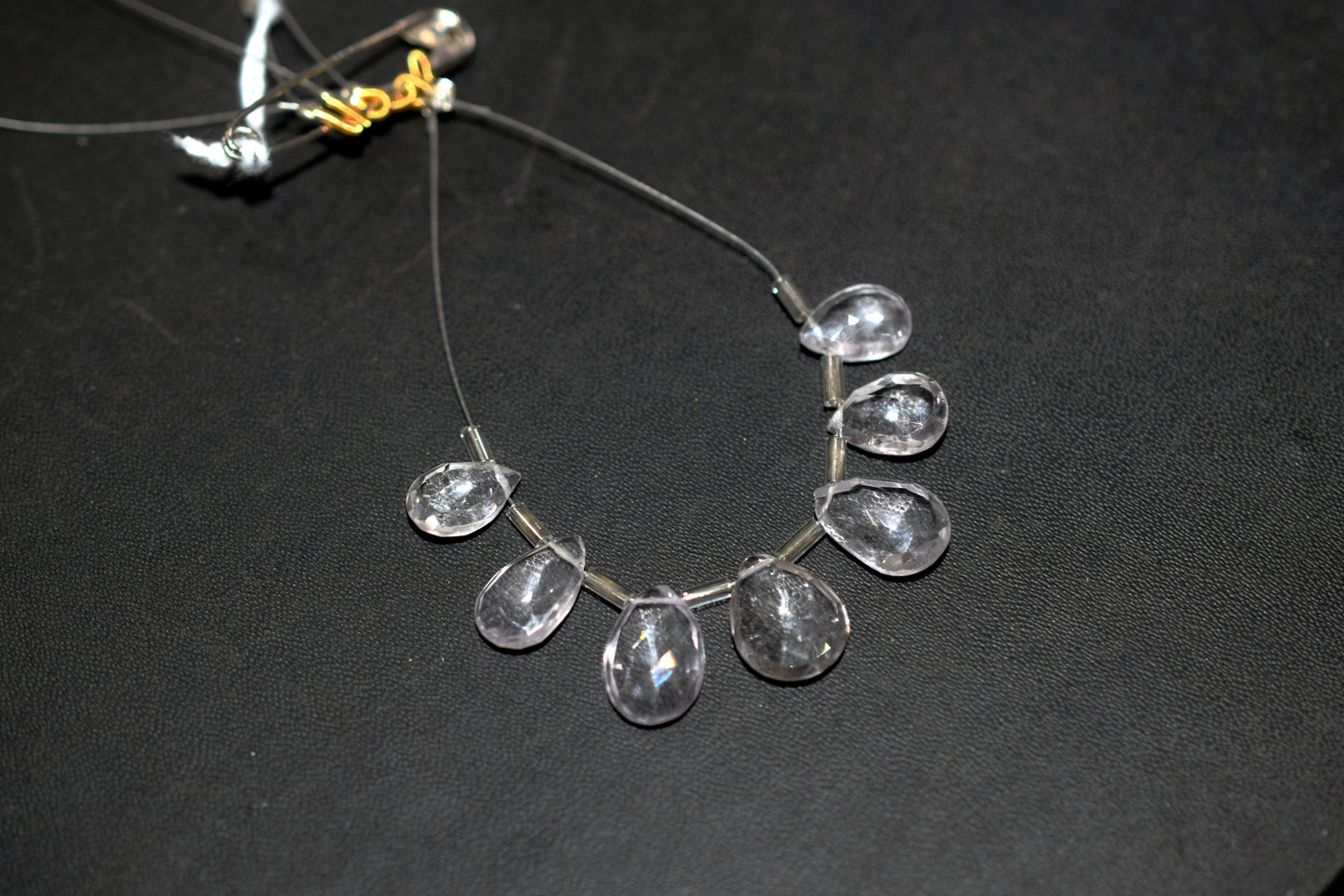 Natural White Amethyst Beads Strand, 7 Pcs Faceted Pear Briolette Drop Slices , Sold By Strand ,7x11 - 10x14 mm , 33013