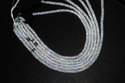 Rainbow Moonstone Faceted Tyre Shape Beads , Sold By Strand ,16 Inches , 4.75mm , 33022