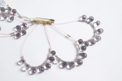 7 Pcs Lavender Amethyst Faceted Pear Briolette Beads Strand , Sold By Strand , 5.50x9.50 - 8.50x12.00 mm , 33024