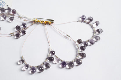 7 Pcs Lavender Amethyst Faceted Pear Briolette Beads Strand , Sold By Strand , 5.50x9.50 - 8.50x12.00 mm , 33024