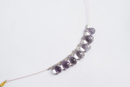 7 Pcs Lavender Amethyst Faceted Pear Briolette Beads Strand , Sold By Strand , 5.50x9.50 - 8.50x12.00 mm , 33024