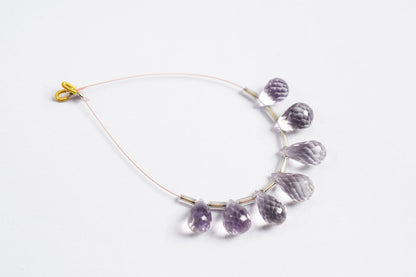 7 Pcs Lavender Amethyst Faceted Pear Briolette Beads Strand , Sold By Strand , 5.50x9.50 - 8.50x12.00 mm , 33024