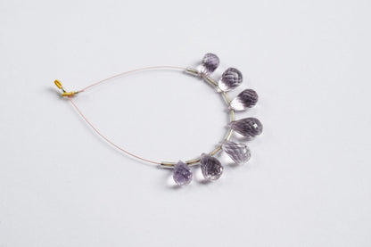 7 Pcs Lavender Amethyst Faceted Pear Briolette Beads Strand , Sold By Strand , 5.50x9.50 - 8.50x12.00 mm , 33024