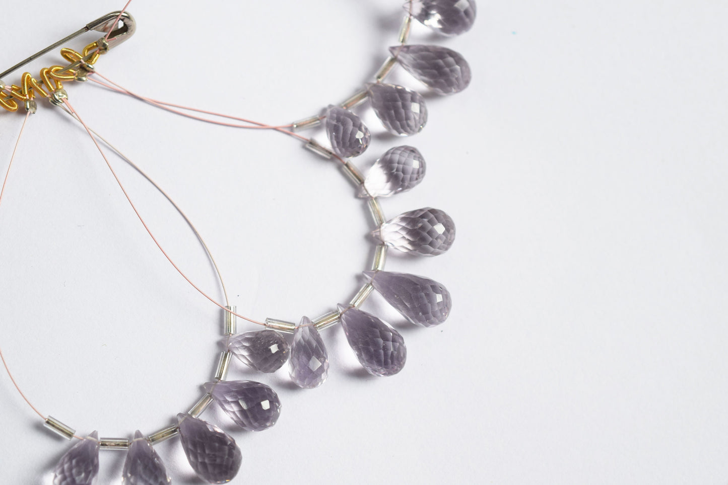 7 Pcs Lavender Amethyst Faceted Pear Briolette Beads Strand , Sold By Strand ,7x12 - 8x16mm , 33025