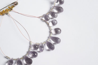 7 Pcs Lavender Amethyst Faceted Pear Briolette Beads Strand , Sold By Strand ,7x12 - 8x16mm , 33025