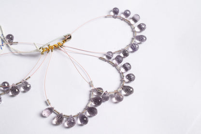 7 Pcs Lavender Amethyst Faceted Pear Briolette Beads Strand , Sold By Strand , 6x10 - 7x13 mm , 33026