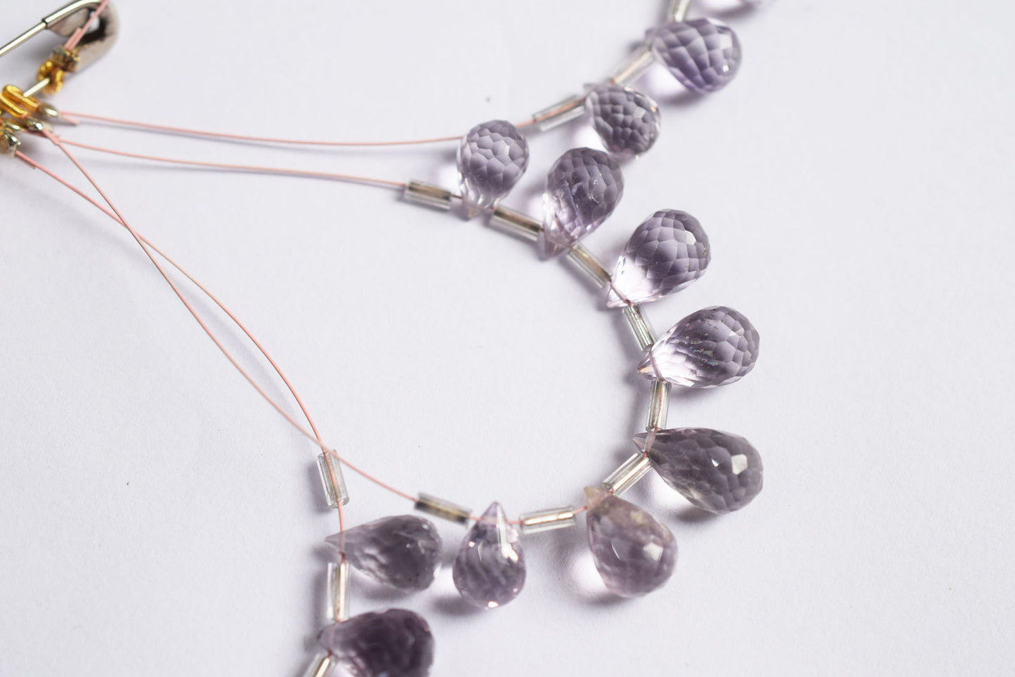 7 Pcs Lavender Amethyst Faceted Pear Briolette Beads Strand , Sold By Strand , 6x10 - 7x13 mm , 33026
