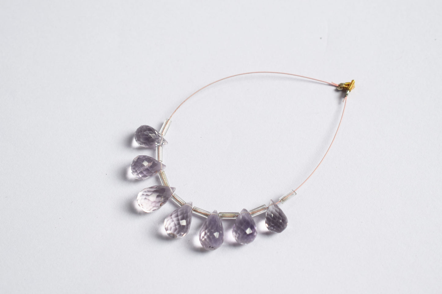 7 Pcs Lavender Amethyst Faceted Pear Briolette Beads Strand , Sold By Strand , 6x10 - 7x13 mm , 33026