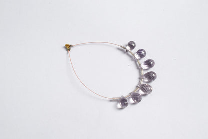 7 Pcs Lavender Amethyst Faceted Pear Briolette Beads Strand , Sold By Strand , 6x10 - 7x13 mm , 33026