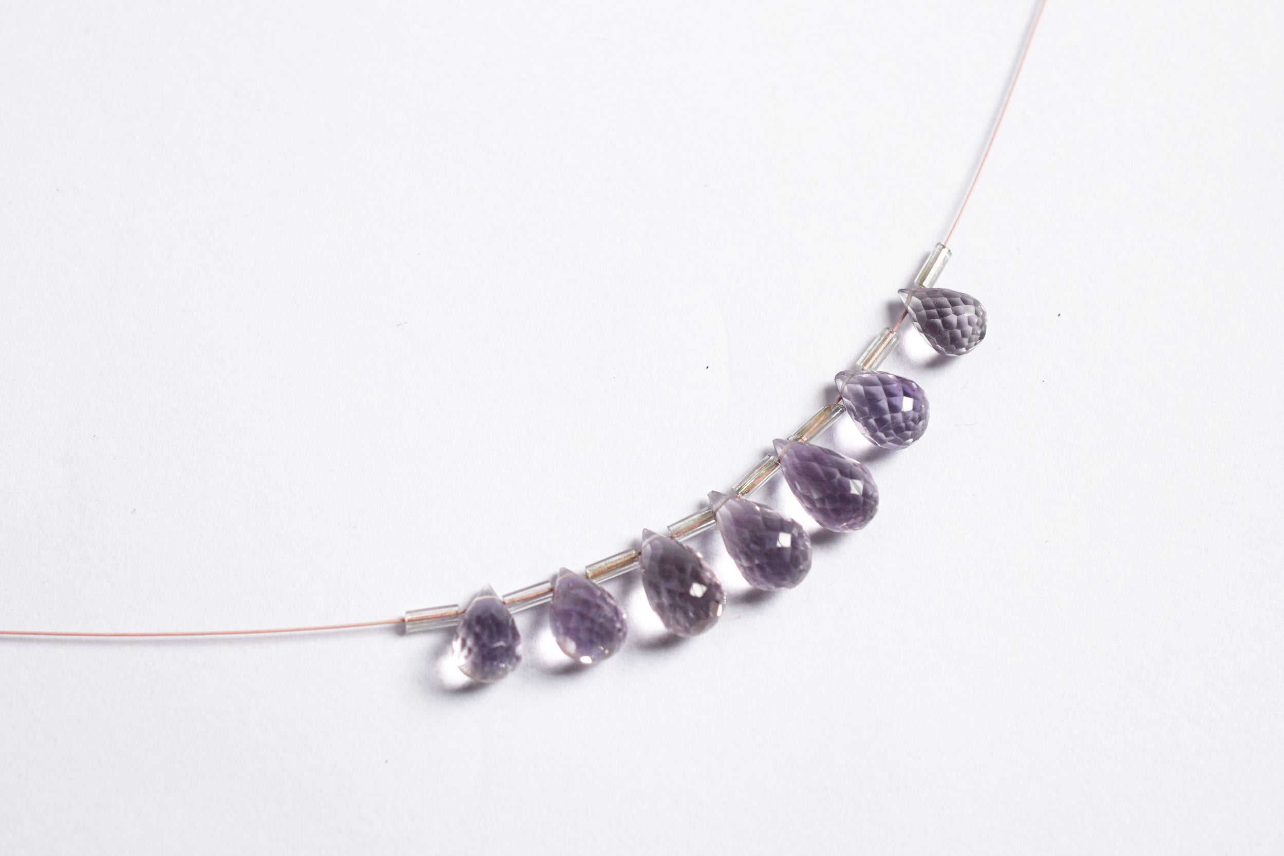 7 Pcs Lavender Amethyst Faceted Pear Briolette Beads Strand , Sold By Strand , 6x10 - 7x13 mm , 33026