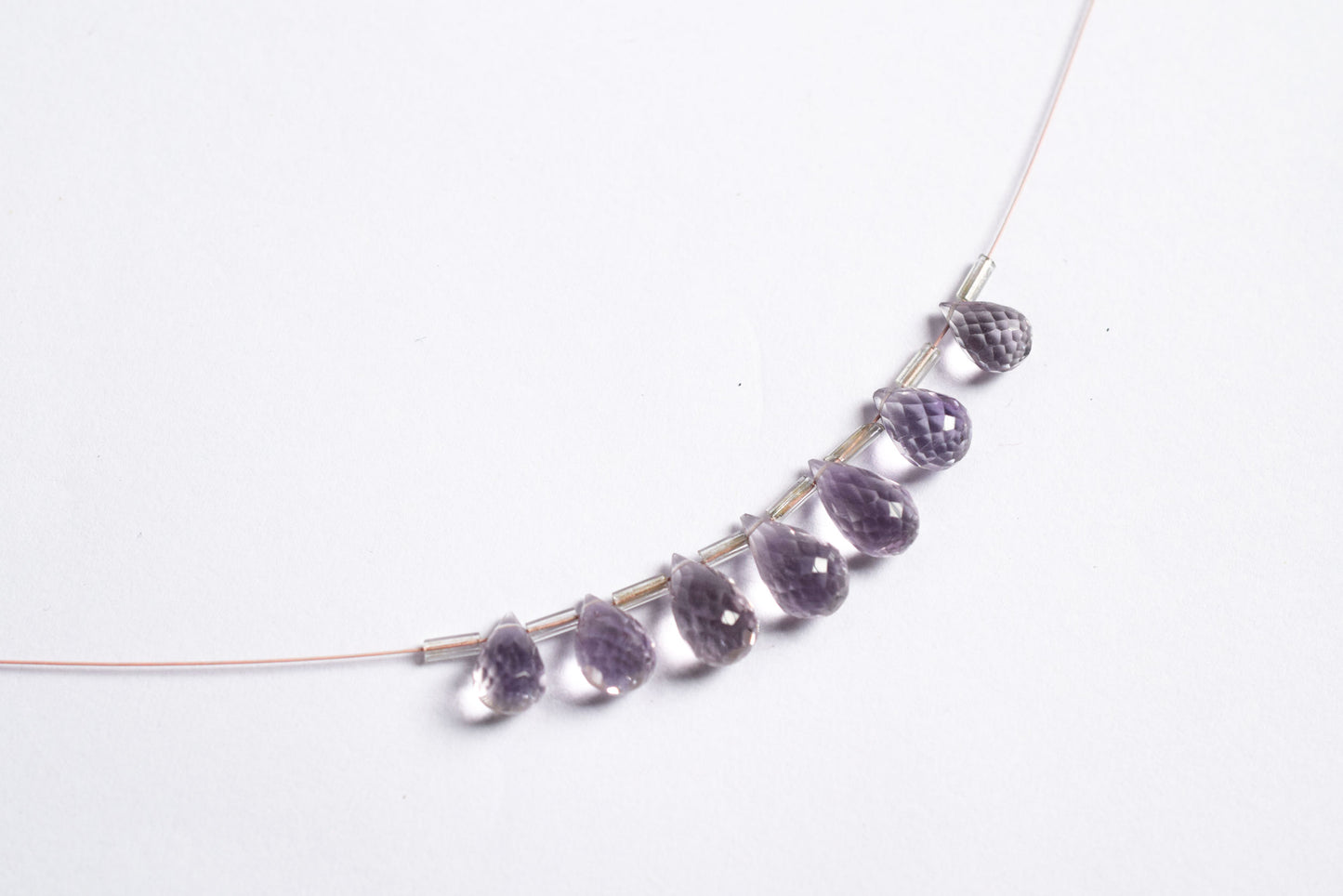 7 Pcs Lavender Amethyst Faceted Pear Briolette Beads Strand , Sold By Strand , 6x10 - 7x13 mm , 33026
