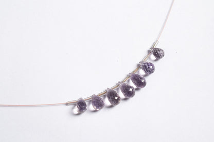 7 Pcs Lavender Amethyst Faceted Pear Briolette Beads Strand , Sold By Strand , 6x10 - 7x13 mm , 33026