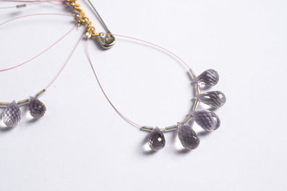7 Pcs Lavender Amethyst Faceted Pear Briolette Beads Strand , Sold By Strand , 7x12- 9x15 mm , 33027
